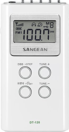 Sangean DT-120 AM/FM Stereo PLL Synthesized Pocket Receiver, WHITE