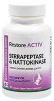 Restore ACTIV (90 vegan capsules) - Natural enzymes for muscle and joint and tissue recovery, enteric-coated serrapeptase and nattokinase, systemic enzymes, cardiovascular health, non-GMO, gluten free