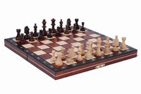 Wooden Magnetic Travel Chess Set with Mahgany Chess Board and Storage Compartment