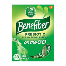 Load image into Gallery viewer, Benefiber On the Go Prebiotic Fiber Supplement Powder for Digestive Health, Daily Fiber Powder, Unflavored Powder Stick Packs - 28 Sticks (3.92 Ounces)
