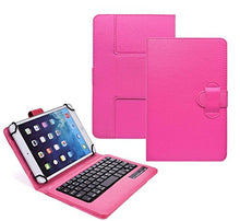 Load image into Gallery viewer, Tsmine Samsung Galaxy Tab E 8.0 4G LTE SM-T377 Tablet Wireless Keyboard Case - Universal Premium 2-in-1 Detachable Wireless Keyboard [QWERTY] w/Folio Leather Case Stand Cover, Hot Pink
