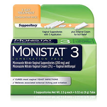 Load image into Gallery viewer, Monistat 3-Day Yeast Infection Treatment Suppositories + Itch Relief Cream, 7 Piece Set

