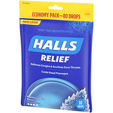 Load image into Gallery viewer, HALLS Relief Mentho-Lyptus flavor Cough Drops, 1 Bag (80 Total Drops)
