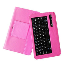 Load image into Gallery viewer, Tsmine Samsung Galaxy Tab E 8.0 4G LTE SM-T377 Tablet Wireless Keyboard Case - Universal Premium 2-in-1 Detachable Wireless Keyboard [QWERTY] w/Folio Leather Case Stand Cover, Hot Pink
