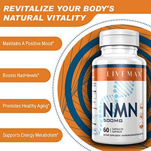 Load image into Gallery viewer, NMN Supplement 500mg- Enhance Concentration, Boost Energy, Improve Memory &amp; Clarity for Men &amp; Women - Your Best NAD Booster (1 Bottles)
