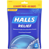 HALLS Relief Mentho-Lyptus flavor Cough Drops, 1 Bag (80 Total Drops)
