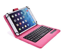 Load image into Gallery viewer, Tsmine Samsung Galaxy Tab E 8.0 4G LTE SM-T377 Tablet Wireless Keyboard Case - Universal Premium 2-in-1 Detachable Wireless Keyboard [QWERTY] w/Folio Leather Case Stand Cover, Hot Pink
