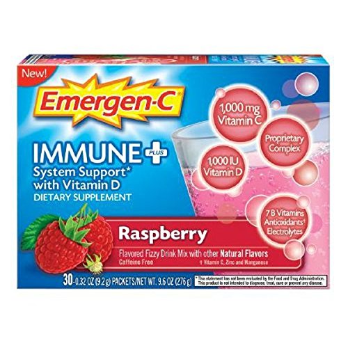 EMERGEN-C, Immune+ System Support, with Vitamin D, Raspberry - 30 CT