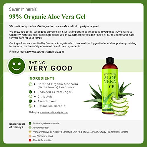 Aloe Vera Gel 99 Organic Big 12 Oz No Xanthan So It Absorbs Rap