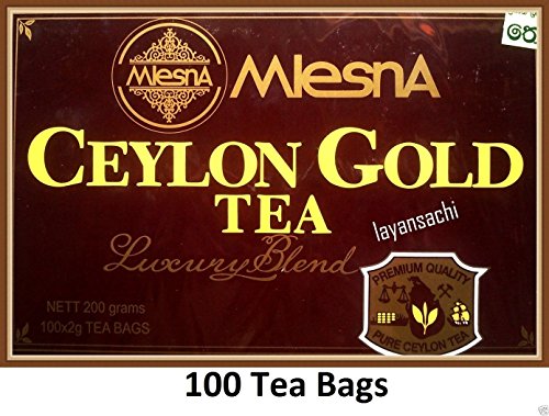 Mlesna Ceylon Gold Tea Luxury Blend -Premium quality 100 tea Bags 200g (7.05 Oz)