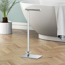 Load image into Gallery viewer, Gatco 1443C Modern Square Base Toilet Paper Holder Stand with Storage, Chrome, 21.13&quot;H

