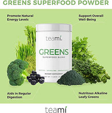 Load image into Gallery viewer, Teami Greens Superfood Powder, Immune Support Supplement, Super Greens Powder with Super Green Mixed Veggie Ingredients, Green Juice with Spirulina, Spinach, Kale, and Acai for Delicious Smoothie Mix
