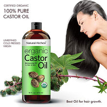 Load image into Gallery viewer, Organic Castor Oil Cold pressed USDA certified for Dry Skin Hair Loss Dandruff Thicker Hair - Moisturizes heals Scalp Skin Hair growth Thicker Eyelashes &amp; Eyebrows 16 fl. oz. Natural Riches
