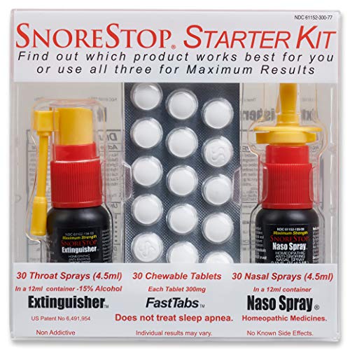 Snore Stop Starter Kit I Natural Anti-Snoring Solution I Snore Relief I Stop Snoring Aid I Sleep Remedy I Device Free I Helps Stop Snores I Anti-Snore Spray Tablets I Snore Stopper