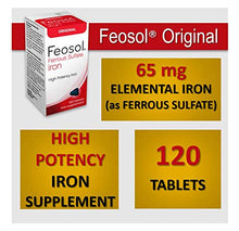 Load image into Gallery viewer, Feosol Original 65 mg High Potency Ferrous Sulfate Iron Supplement 120ct
